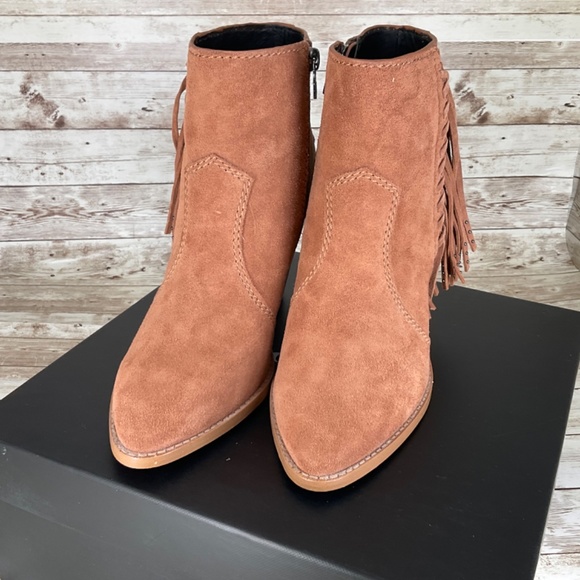 Coach Westyn Saddle Suede Fringe Western Boho short booties 8.5 - Picture 5 of 12